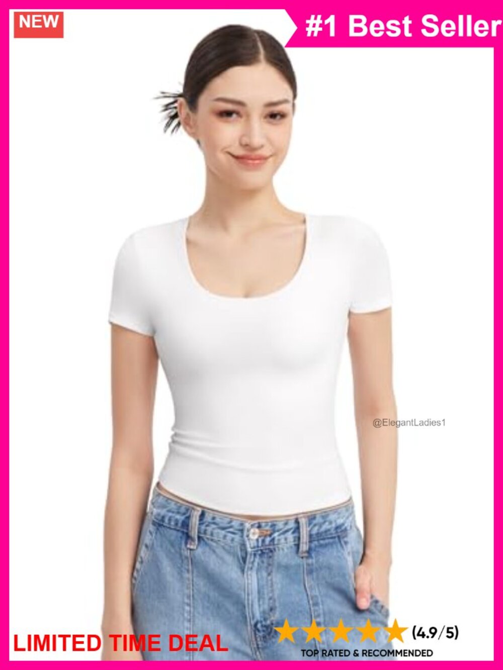 Women's Slim Fit Scoop Neck Short Sleeve Basic Tee Going Out Top